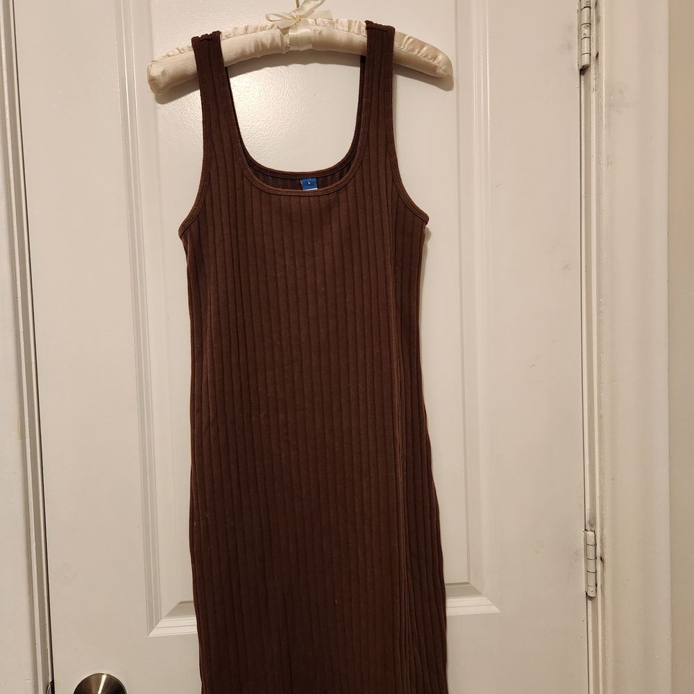 Old Navy Chocolate Ribbed Midi Dress